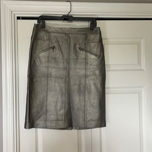 100% Real Leather Gray Carlisle Pencil Skirt